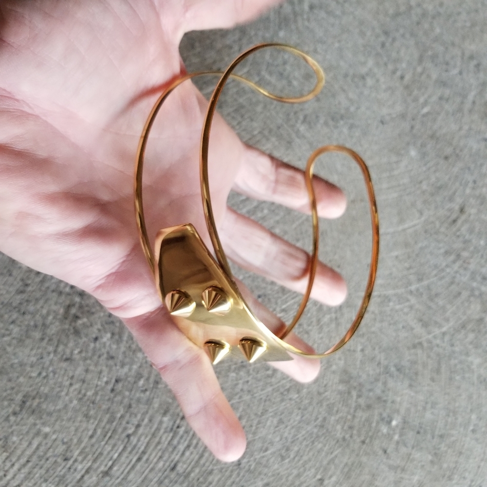 Spike ID brass choker band necklace - Picture 4 of 7
